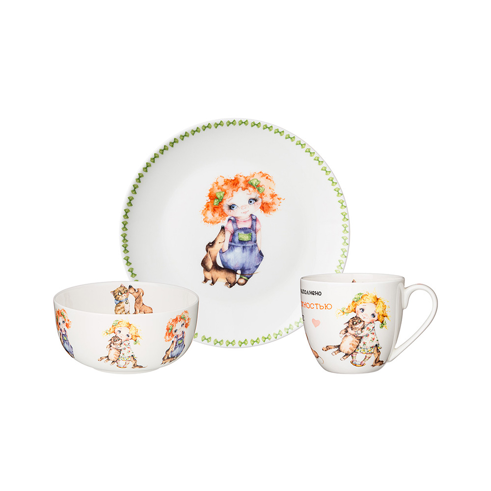 415-2184 Посуда фарфоровая Набор обеденной посуды "ЛУЧШИЕ ДРУЗЬЯ" 3 ПР Lefard 