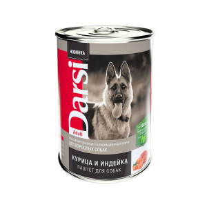 ПР0056616*9 Корм для собак курица и индейка (паштет) банка 410г (упаковка - 9 шт) Darsi