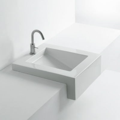 41859 Полувстраиваемая раковина консольная 50 см белая AXA White Stone Santreyd  - Вид №2