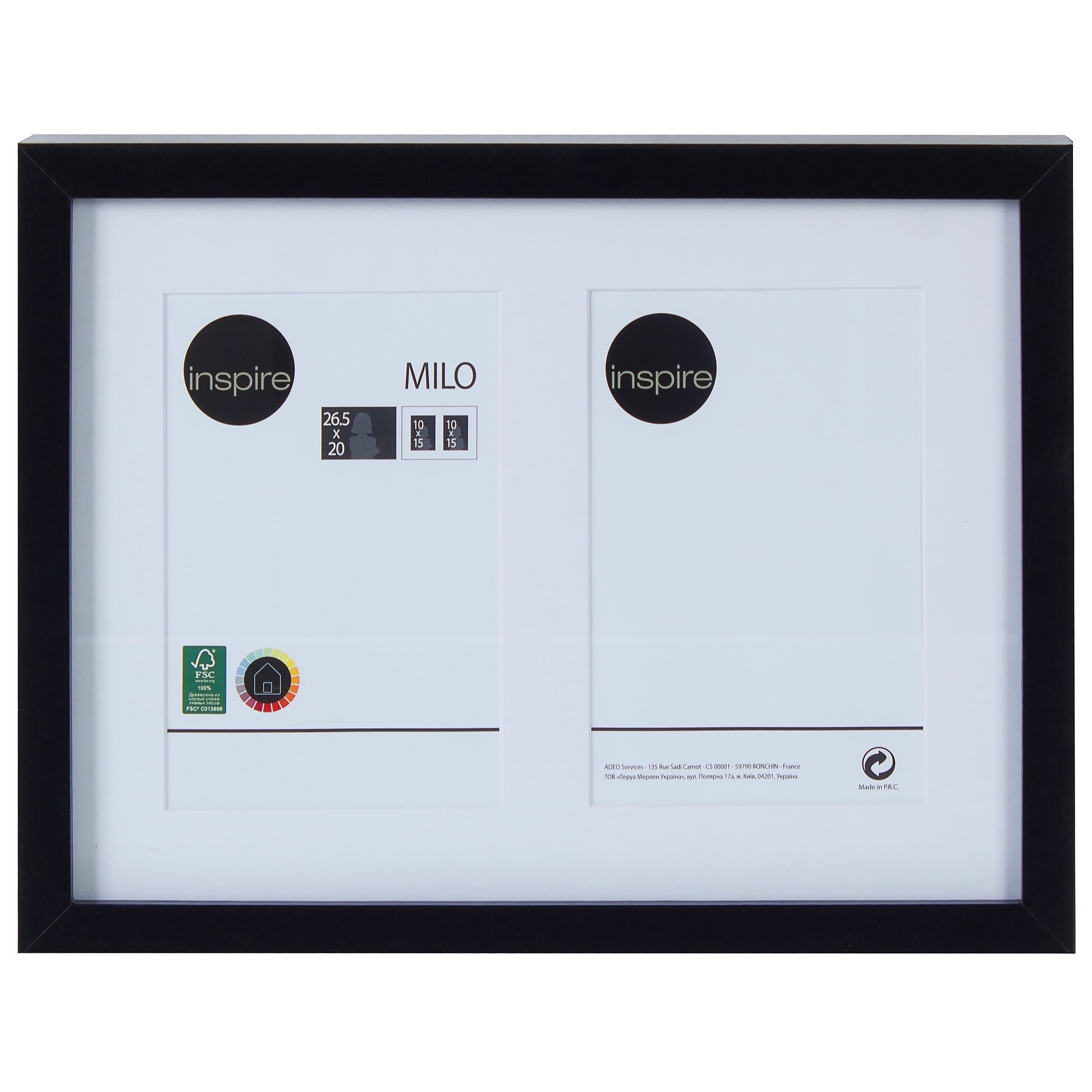 18741085 Рамка на 2 фотографии 10x15 цвет черный Santreyd 