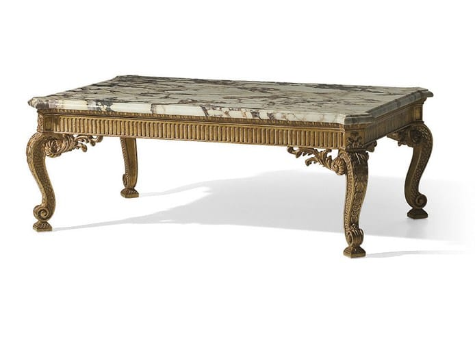 Лакированный прямоугольный журнальный столик с мраморной столешницей OAK Галерея ARCH-00114970