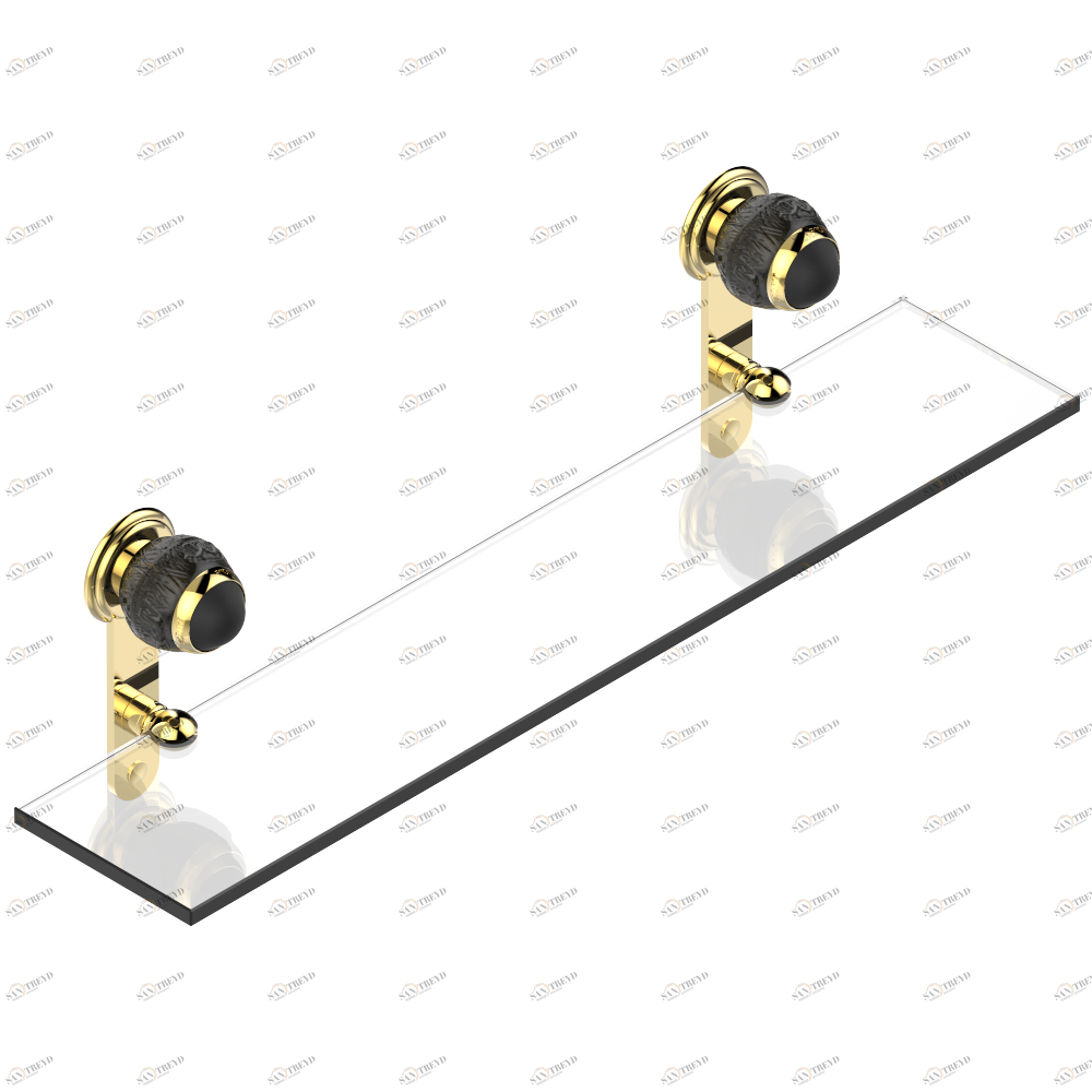 A2K-564 Полка стеклянная 60 cм с кронштейнами Thg-paris Panthere с чёрным хрусталём Золото A2K-564 CAT.F