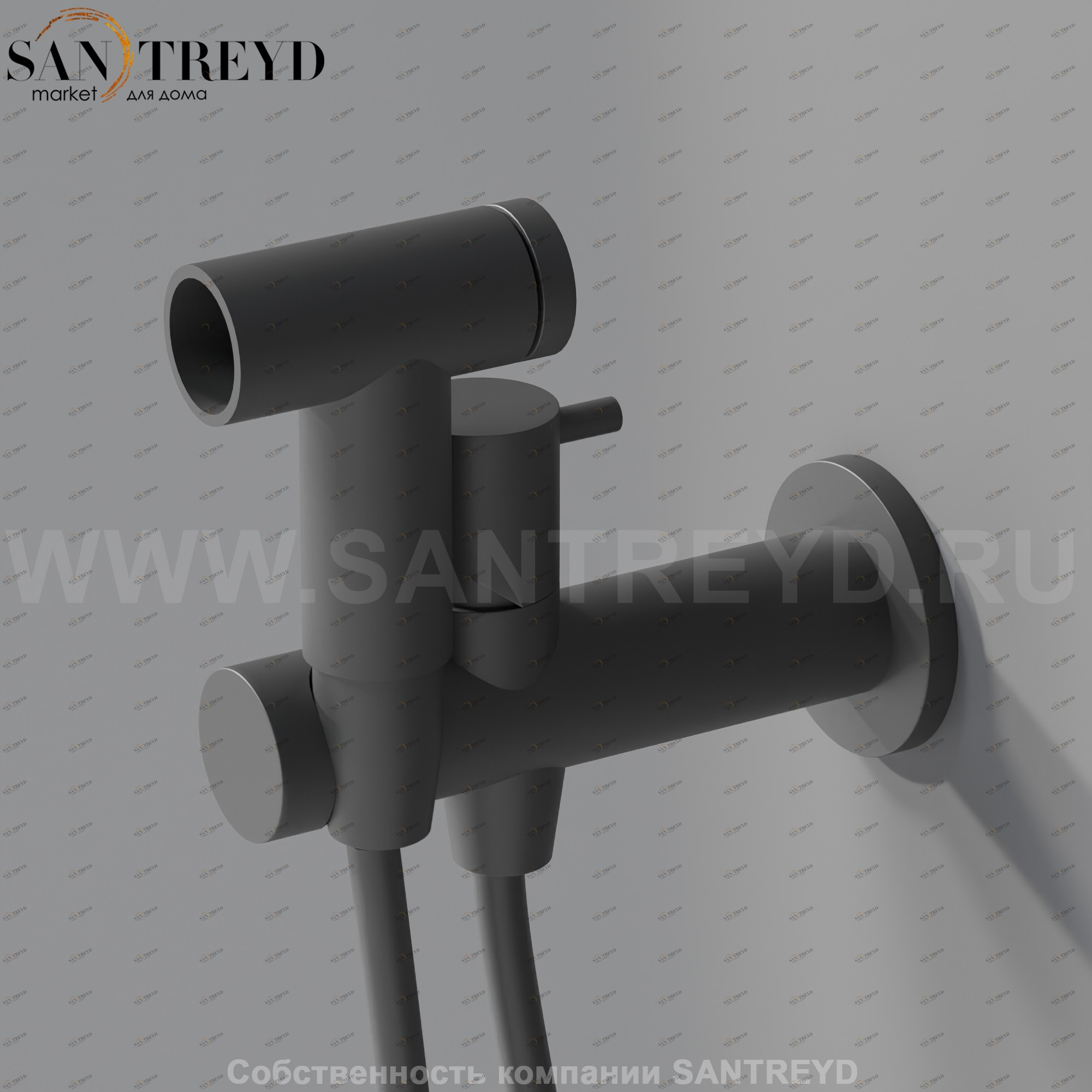 Встроенный смеситель с ручным душем AMEM317E MEMORY для биде черный матовый Agape