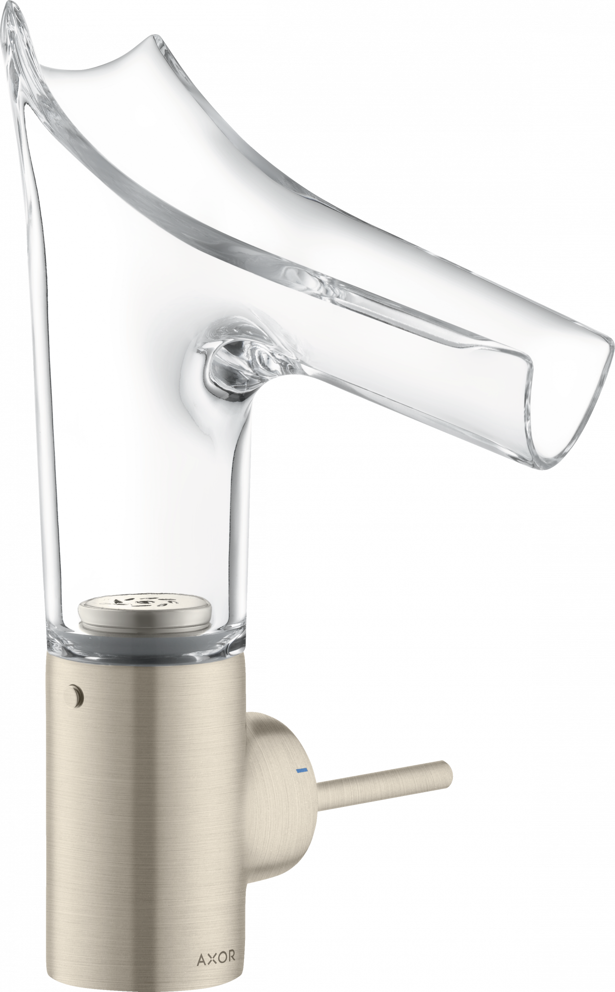 12112820 Смеситель для раковины 140, однорычажный, со стеклянным изливом и сливным гарнитуром AXOR STARCK V 