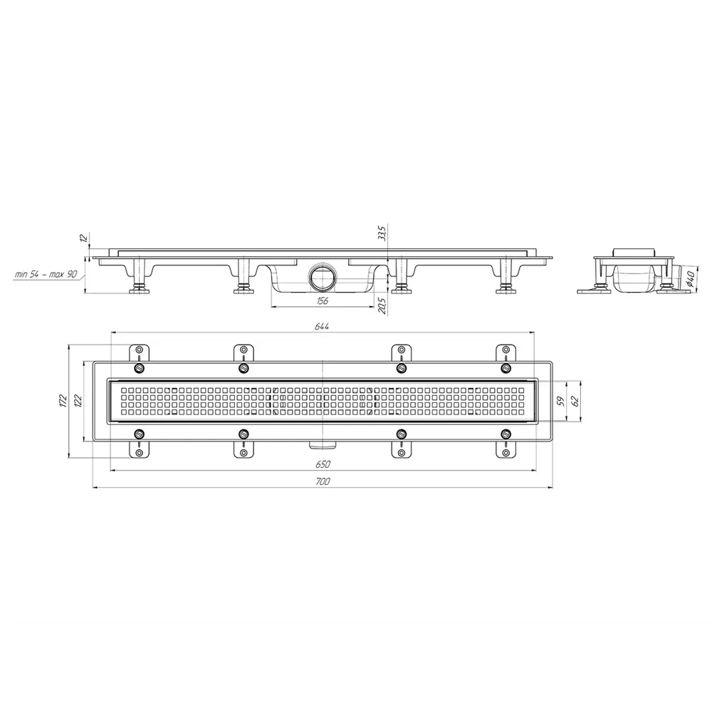 Трап для душа Equation комбинированный затвор 650x62 мм пластик цвет черный STLM-2142696 - Вид №2