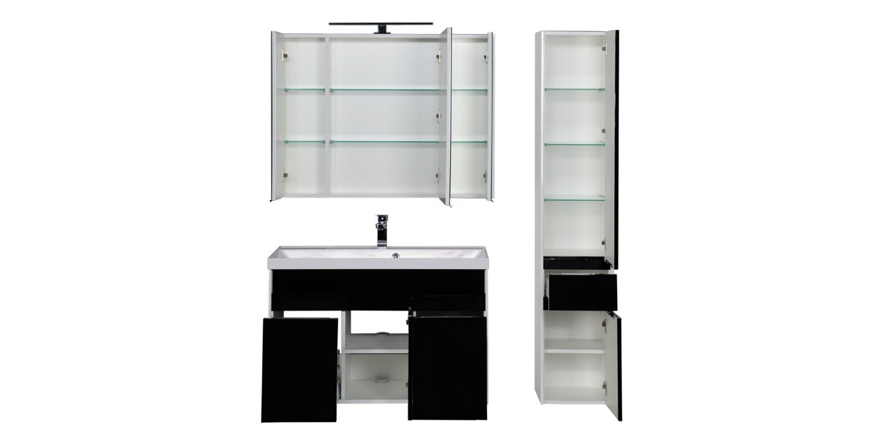 Комплект мебели Aquanet Латина 100 черный 00181090 - Вид №2