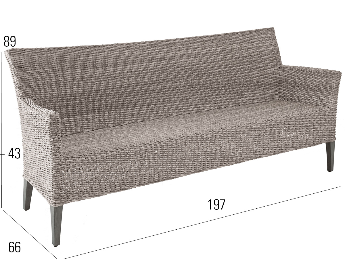 68.00.0388 Скамейка Мадригал 3-х местная Твист устрица / серый камень Mbm  - Вид №1