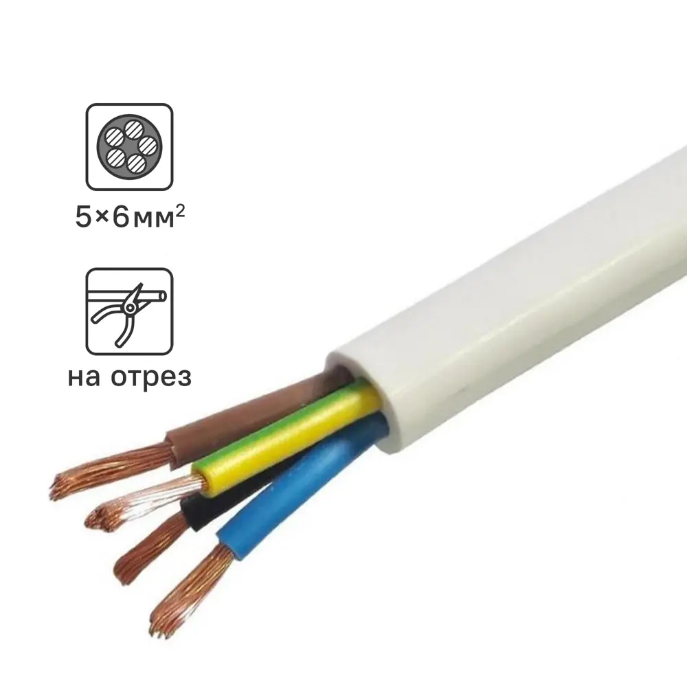 Провод Tdm Electric ПВС 5x6 на отрез ГОСТ цвет белый STLM-2173598