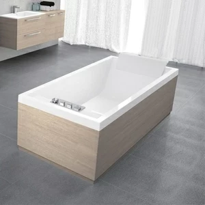 Ванна Standard Novellini SENSE 3 с набортным смесителем и панелями из белого ореха