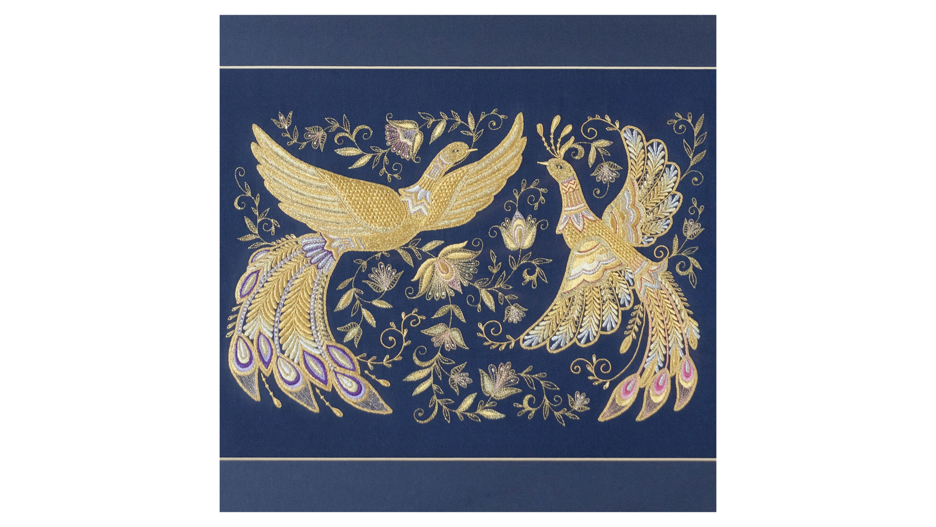 10659132 Торжокские золотошвеи Панно "Жар птица", 32*45, рисунок 1616, синий Габардин  - Вид №1