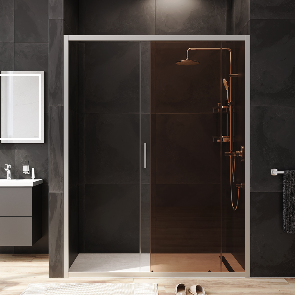 W90G-150-1-195MBr Solo Дверь душевая 150х195 стекло бронзовое профиль матовый хром AM.PM Gem - Вид №2