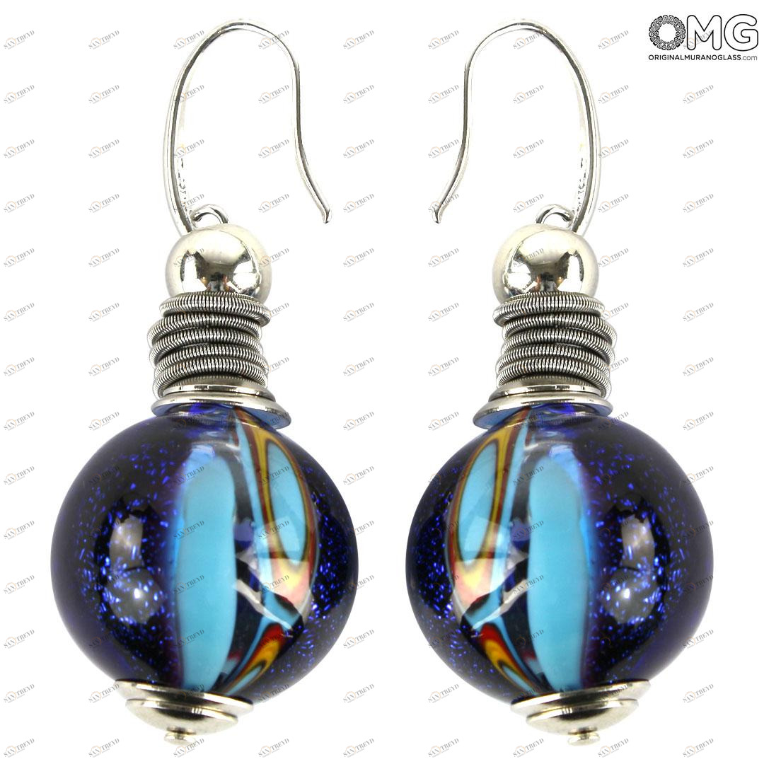 4659 ORIGINALMURANOGLASS Серьги Акватика - муранское стекло OMG 1 см 