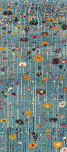 Прямоугольный шерстяной цветочный ковер