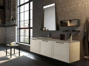 Archeda Подвесная тумба под умывальник из дерева с зеркалом Seta