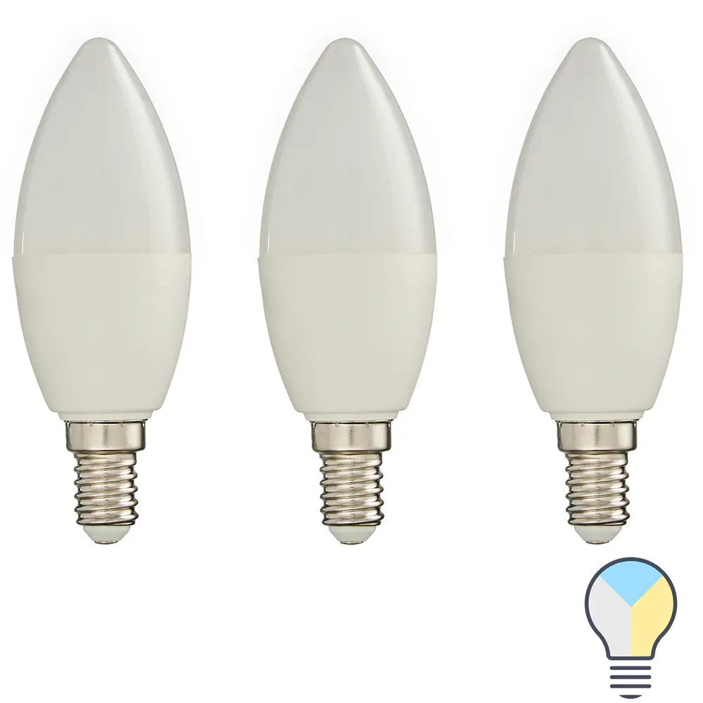 Набор умных ламп светодиодных Wi-Fi Osram Smart Plus E14 220-240 В 5 Вт свеча матовая 470 лм изменение оттенков белого 3 шт LEDVANCE STLM-2099813