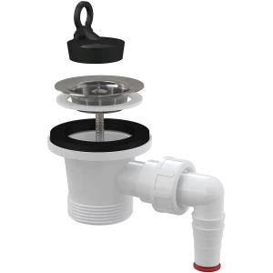 Донный клапан сифона для умывальника 6/4" с нержавеющей peшeткой DN63 и штуцером