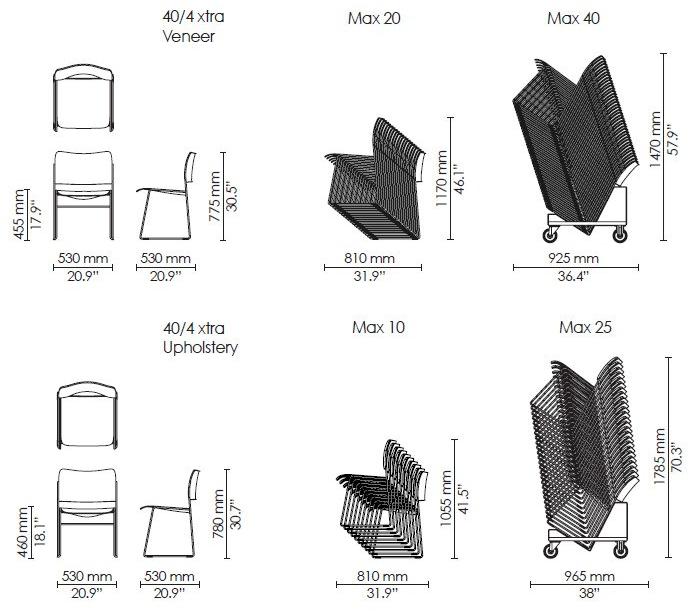 Howe Стул из фанерованной древесины, штабелируемый салазками 40/4 sun-id-1382632 - Вид №6