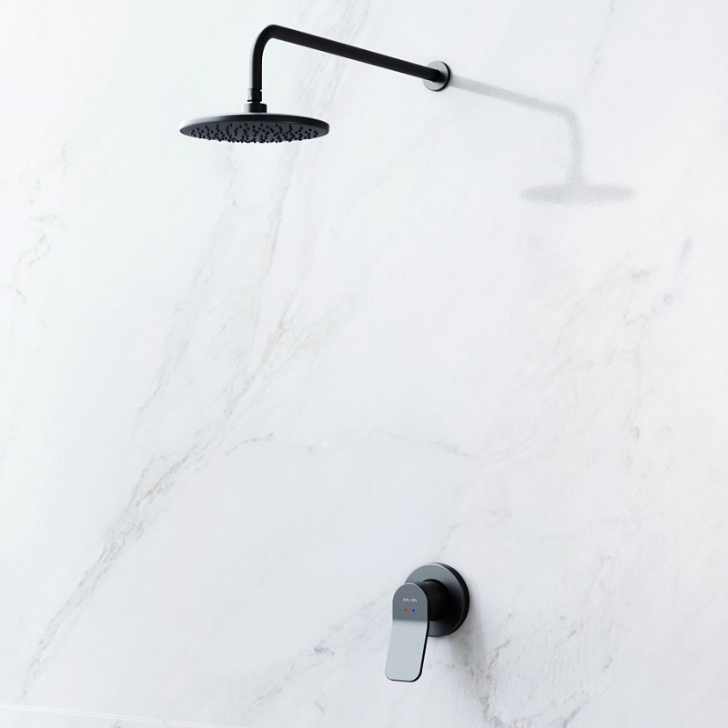 FB85A2R002 набор: см-ль д/душа верхний душ 220 мм держатель д/верхн.душа черный шт. AM.PM X-Joy  - Вид №1