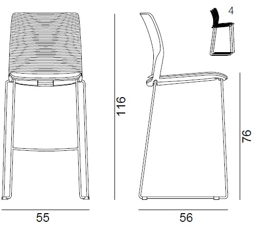 Quadrifoglio Табурет из полипропилена с высокими санками и спинкой Close sun-id-1454639 - Вид №1