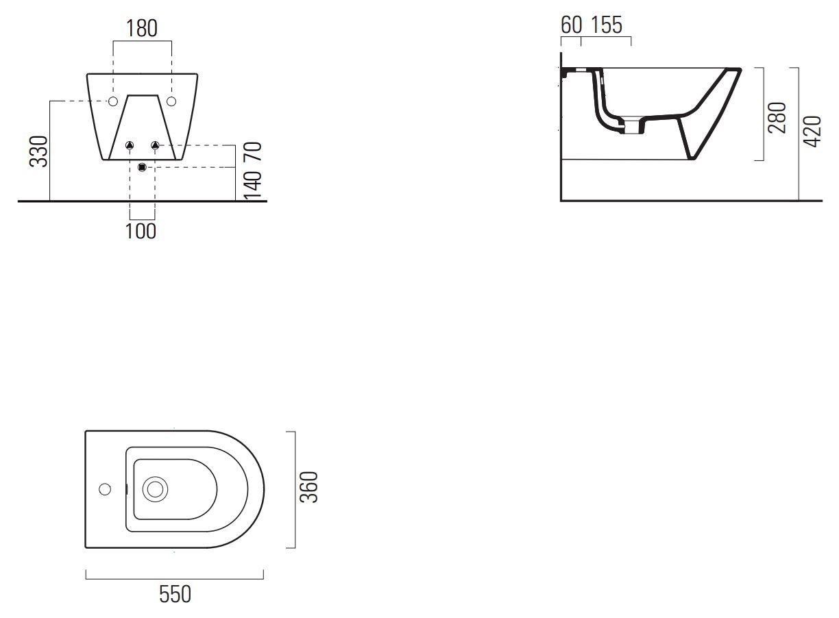 Керамическое подвесное биде GSI ceramica Color Elements ARCH-00014332 - Вид №3