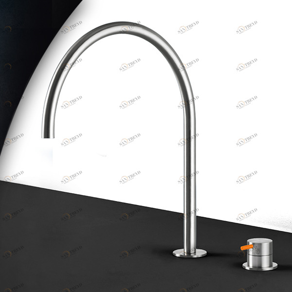 Смеситель для раковины сталь матовая с оранжевой ручкой Toki Radomonte TKI33SCIL24