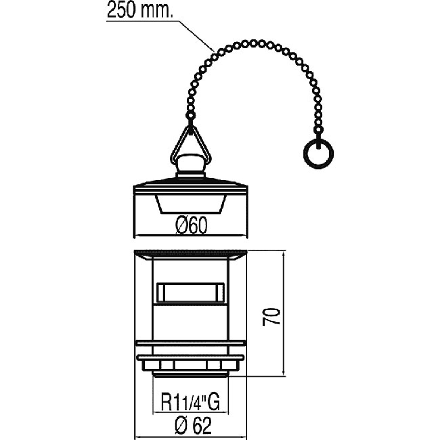 Сливной клапан с пробкой и цепочкой для умывальника с переливом-13474320 TRES Drain - Вид №1