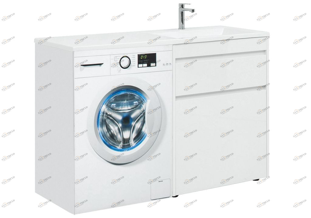 Тумба с раковиной Aquanet Токио 130 R белый (напольная, 1 ящик) 0023929100235502