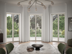 Алюминиевая створчатая дверь-окно