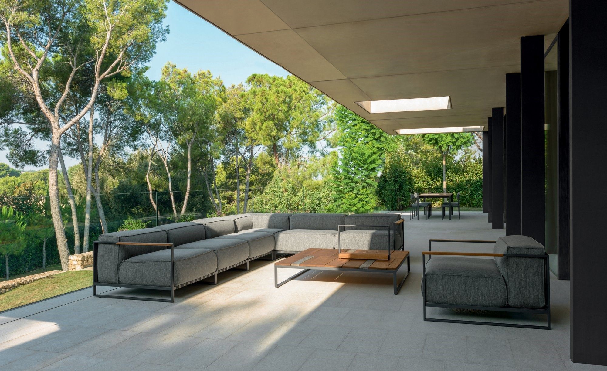 Тканевый угловой модульный садовый диван Talenti Casilda ARCH-00138038 - Вид №1