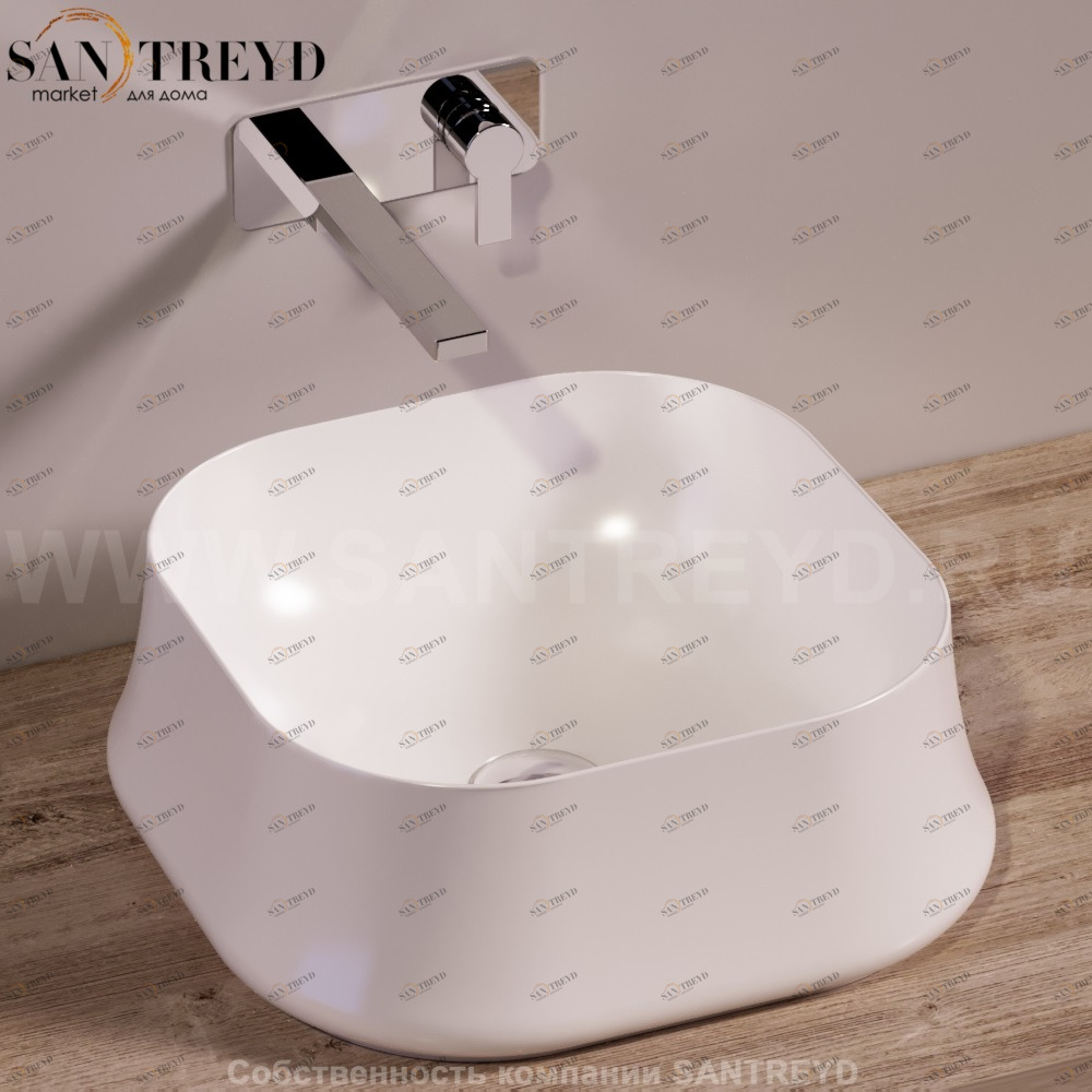 SH06BIANCO Накладная раковина на столешницу  квадратная Simas Sharp