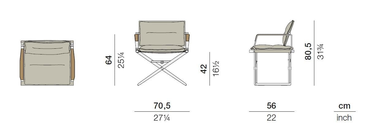 Алюминиевый складной стул для сада с порошковым покрытием и тканью DEDON SEAX ARCH-00016174 - Вид №5