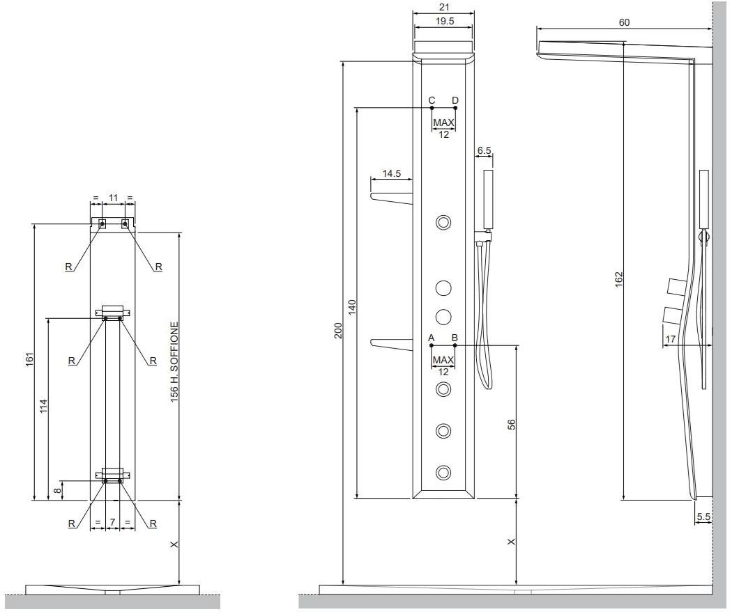 Gruppo Geromin Многофункциональная душевая стойка из стали с хромотерапией Etoile sun-id-1477173 - Вид №2