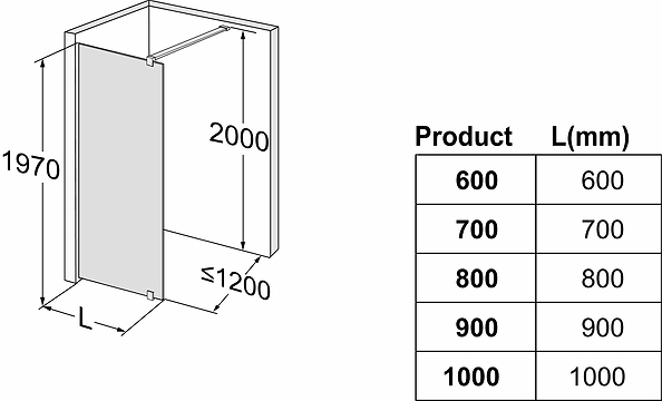 59506292 Несъемная душевая стенка IFO Space с настенным кронштейном - алюминиевый профиль, матовое стекло, SFNF 1000 - Вид №1