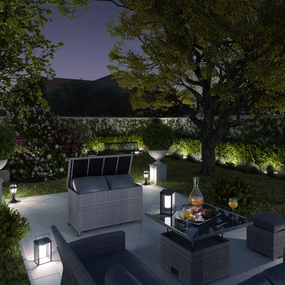 Набор садовой мебели Naterial Davos угловой алюминий/стекло серый: диван, стол и пуф STLM-2088703 - Вид №16