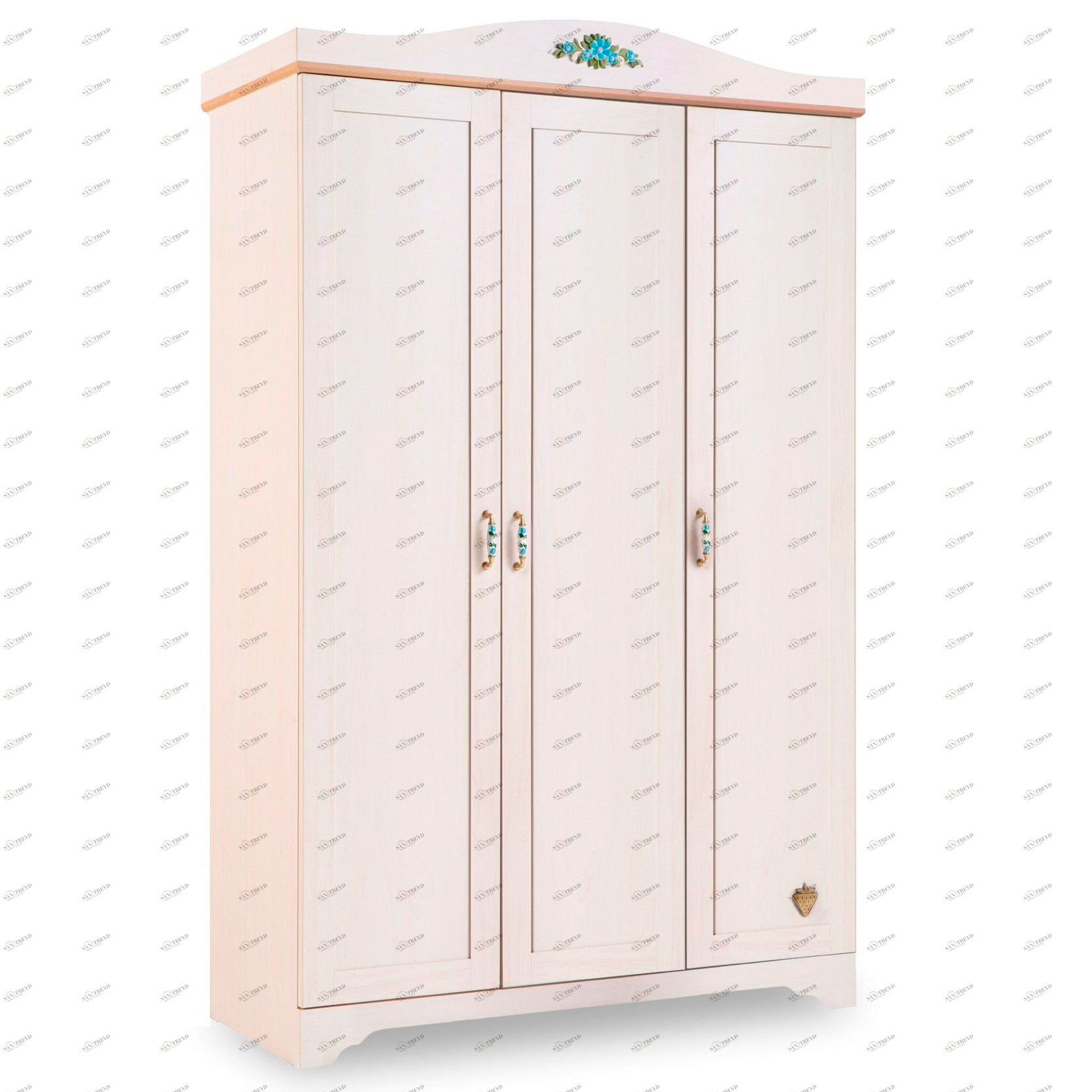 Шкаф распашной трехстворчатый беленый дуб Flower CILEK FLOWER 00-3832566 Бежевый Santreyd
