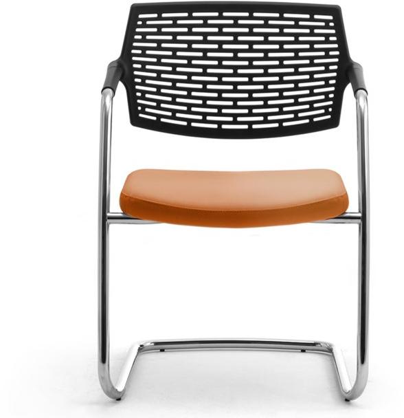 Leyform Консольный стул из хромированной стали, кожи и полипропилена  0570  - Вид №1