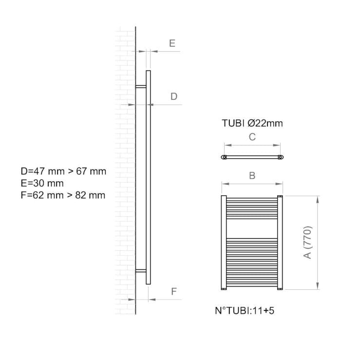 Настенный стальной полотенцесушитель с горячей водой Ercos Опера ARCH-00152982 - Вид №4