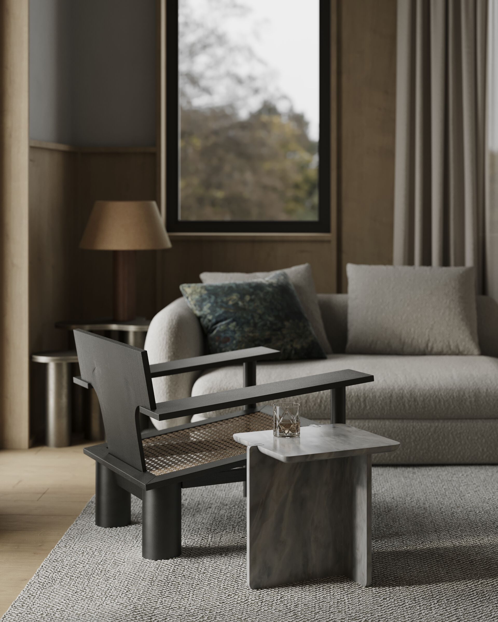 Прямоугольный журнальный столик из серого мрамора Maami Home Notch ARCH-00093957 - Вид №1