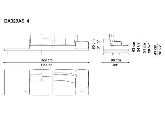 3-местный тканевый диван с полуостровом B&B Italia док ARCH-00061121 - Вид №133