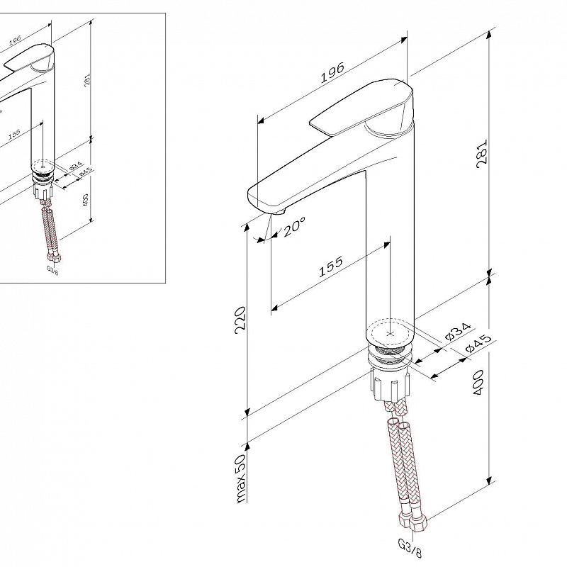 F90A92000 смеситель для умывальника высокий хром шт. AM.PM Gem - Вид №8