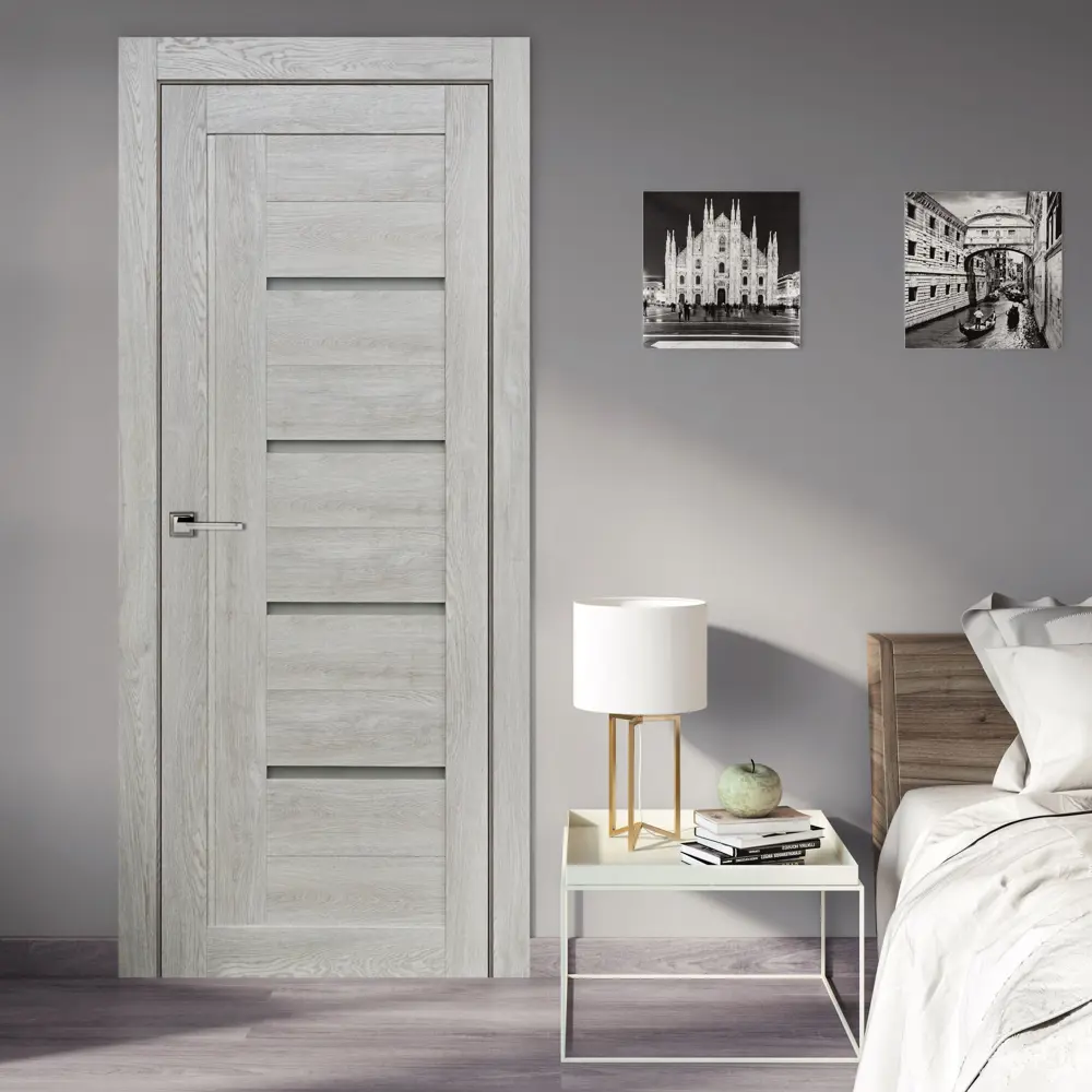 Комплект двери Тренд вертикальный со стеклом 90x200 см Hardflex серый с добором 200 мм ПРИНЦИП STLM-2011294 - Вид №1