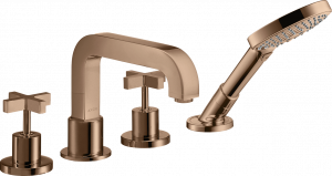 39453300 Смеситель для ванны на плитку на 4 отверстия с поперечными ручками и накладками AXOR CITTERIO