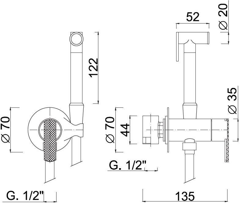 Rubinetteria Giulini Смеситель для биде, однорычажный настенный Deluxe - surf Fsh25sdl - Вид №1