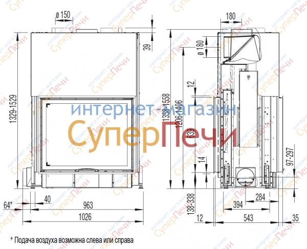 Каминная топка Austroflamm 80х64 S II Tunnel 1608 - Вид №1