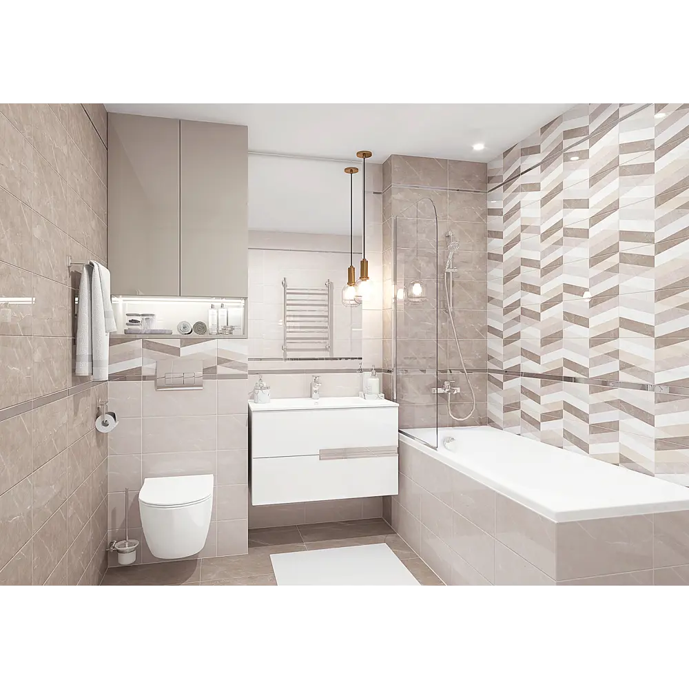 Плитка настенная Savoy 20х40 см 1.2 м² цвет бежевый 82794864 STLM-2116157 Santreyd - Вид №3