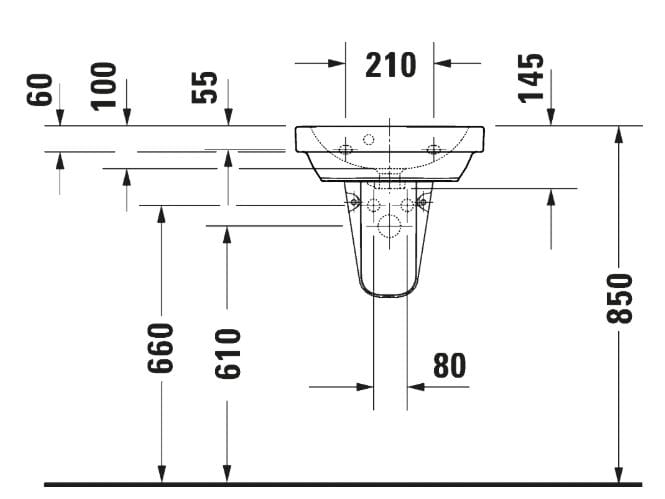 Керамическая подвесная раковина с переливом Duravit D-Code ARCH-00038707 - Вид №3