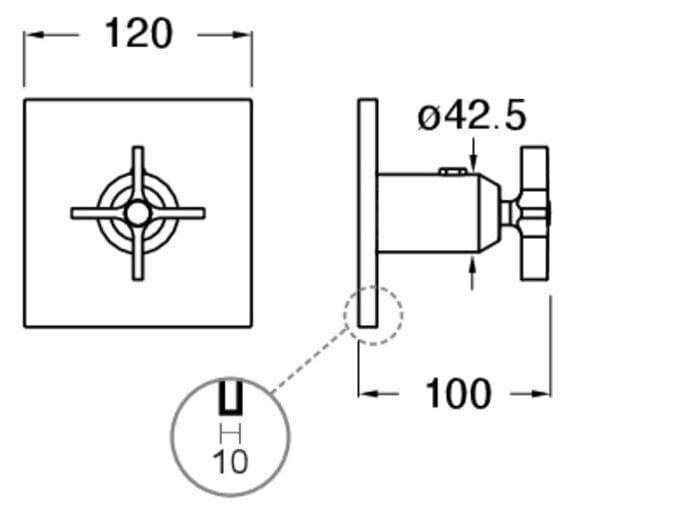 Термостатический смеситель для душа с пластиной CRISTINA Rubinetterie Cross Road ARCH-00096472 - Вид №2