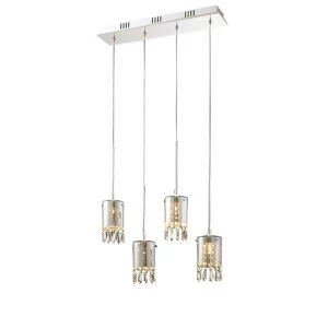 Подвесной светильник Crystal Tube 4 от Delight Collection MD2544/4L DELIGHT COLLECTION ДИЗАЙНЕРСКИЕ 243725 Прозрачный;хром;дымчатый