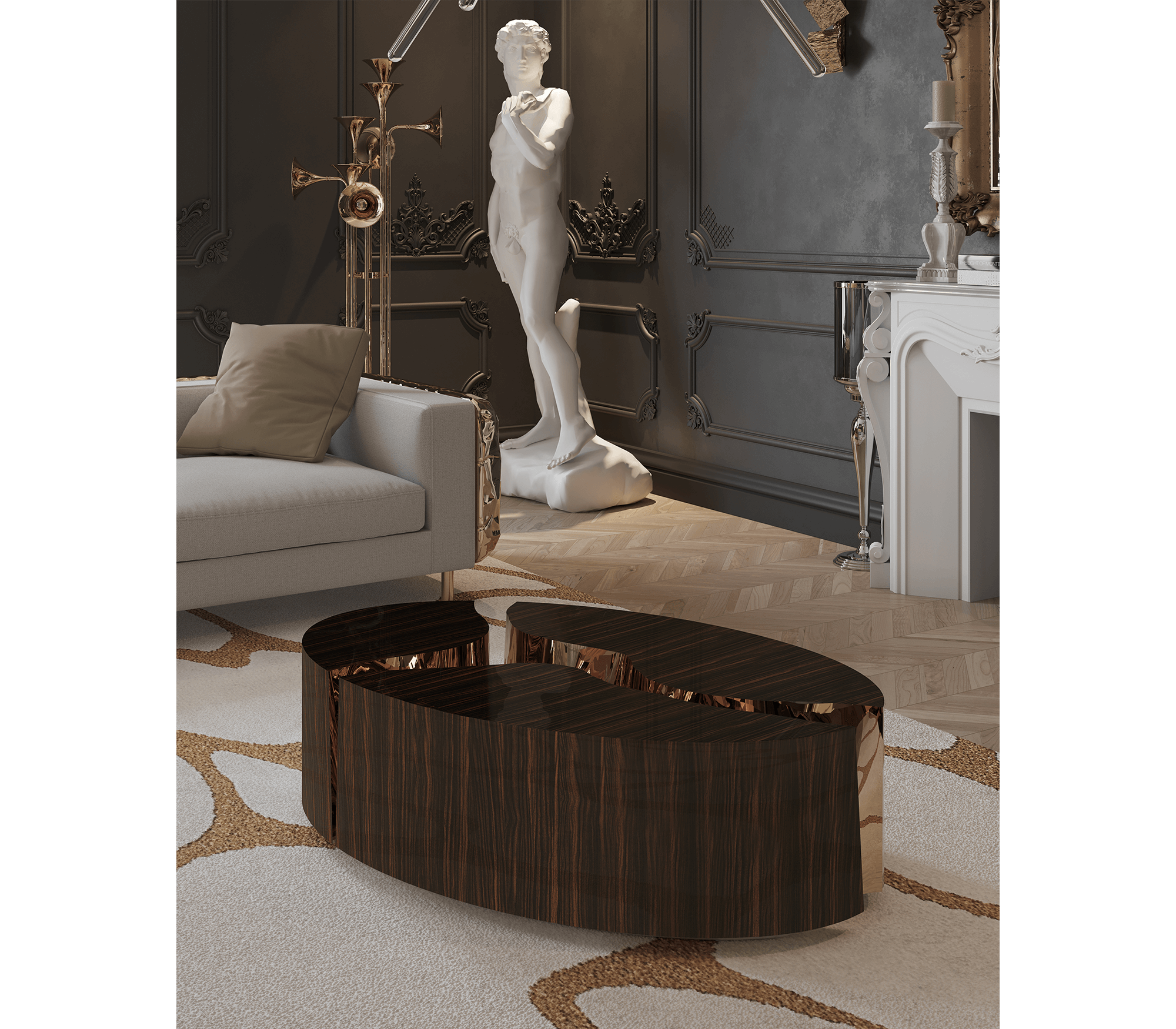 0-017 Овальный центральный стол Lapiaz из черного дерева Boca Do Lobo  - Вид №4