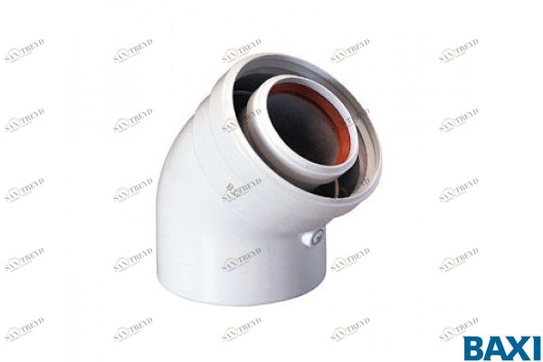 KHG71408881 Коаксиальный отвод полипропиленовый 45°, диам. 80/125 мм, HT (KHG71408881) BAXI 